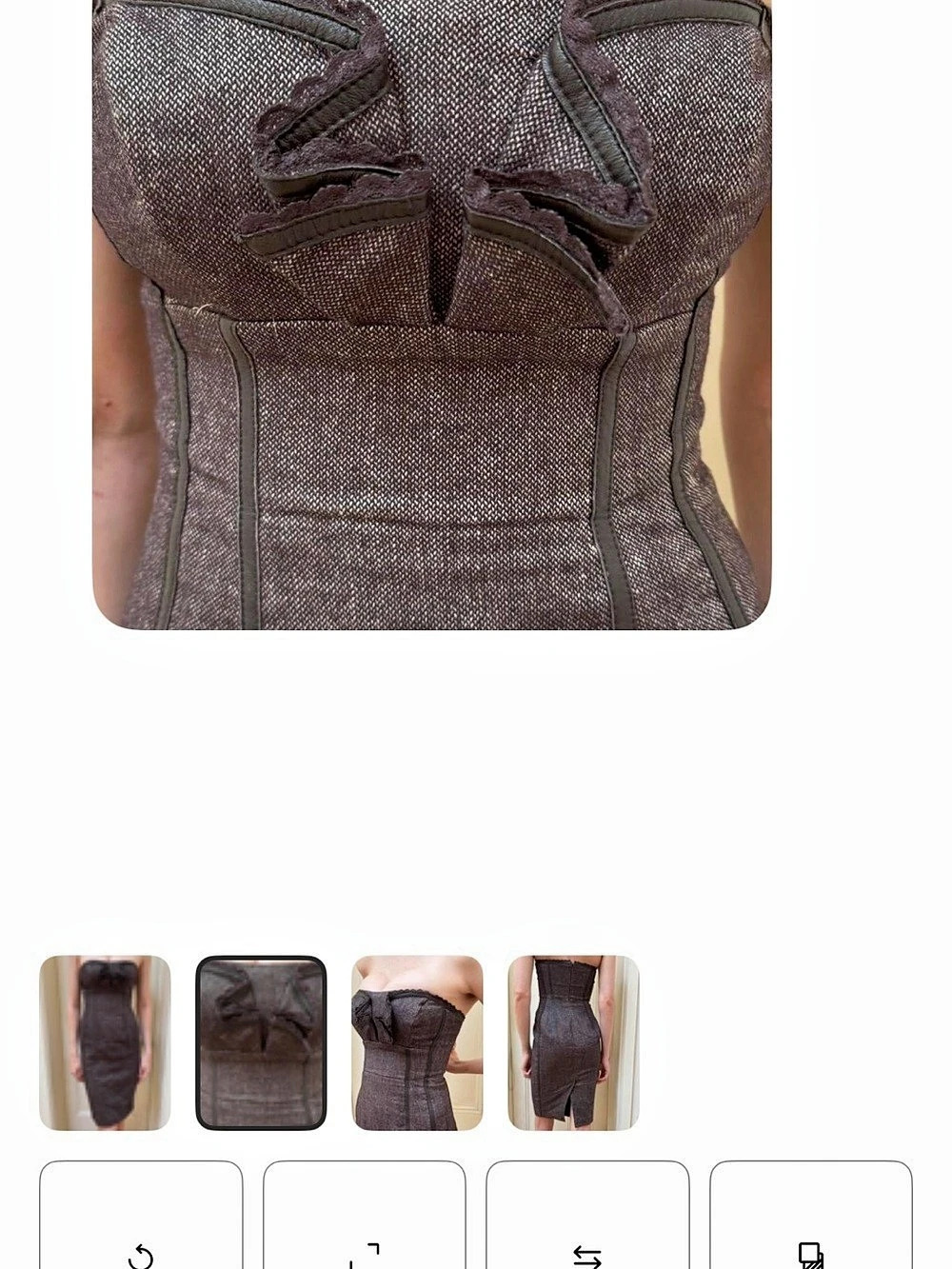 Strapless Corset Midi Dress in Brown Like New - Picture 4 of 4